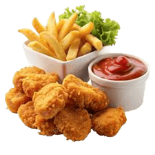Served with a glass of soft beverage(Chicken Nuggets and Chips)